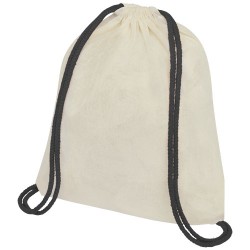 Plecak Oregon ściągany sznurkiem z kolorowymi sznureczkami, wykonany z bawełny o gramaturze 100 g/m?