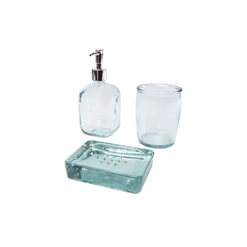 Jabony 3-częściowy zestaw łazienkowy ze szkła pochodzącego z recyclingu