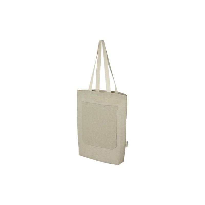 Pheebs torba na zakupy o pojemności 9 l z bawełny z recyklingu o gramaturze 150 g/m? i z przednią kieszenią