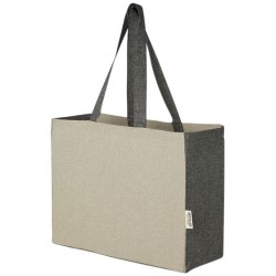 Pheebs torba na zakupy z płaskim dnem o pojemności 18 l z bawełny z recyklingu o gramaturze 190 g/m? i kontrastującymi bokami